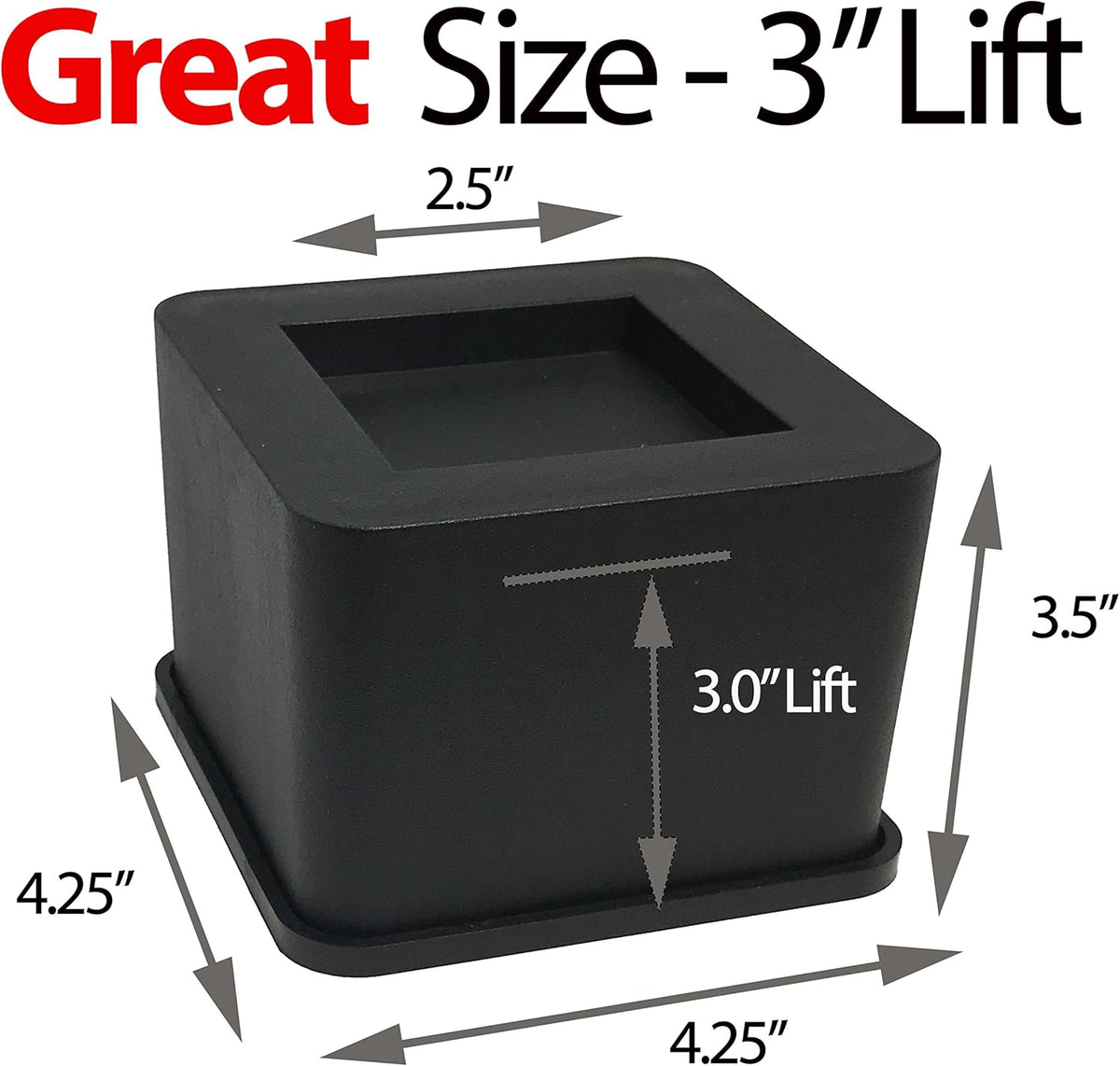 Black 3 Inch Bed and Furniture Risers O8573