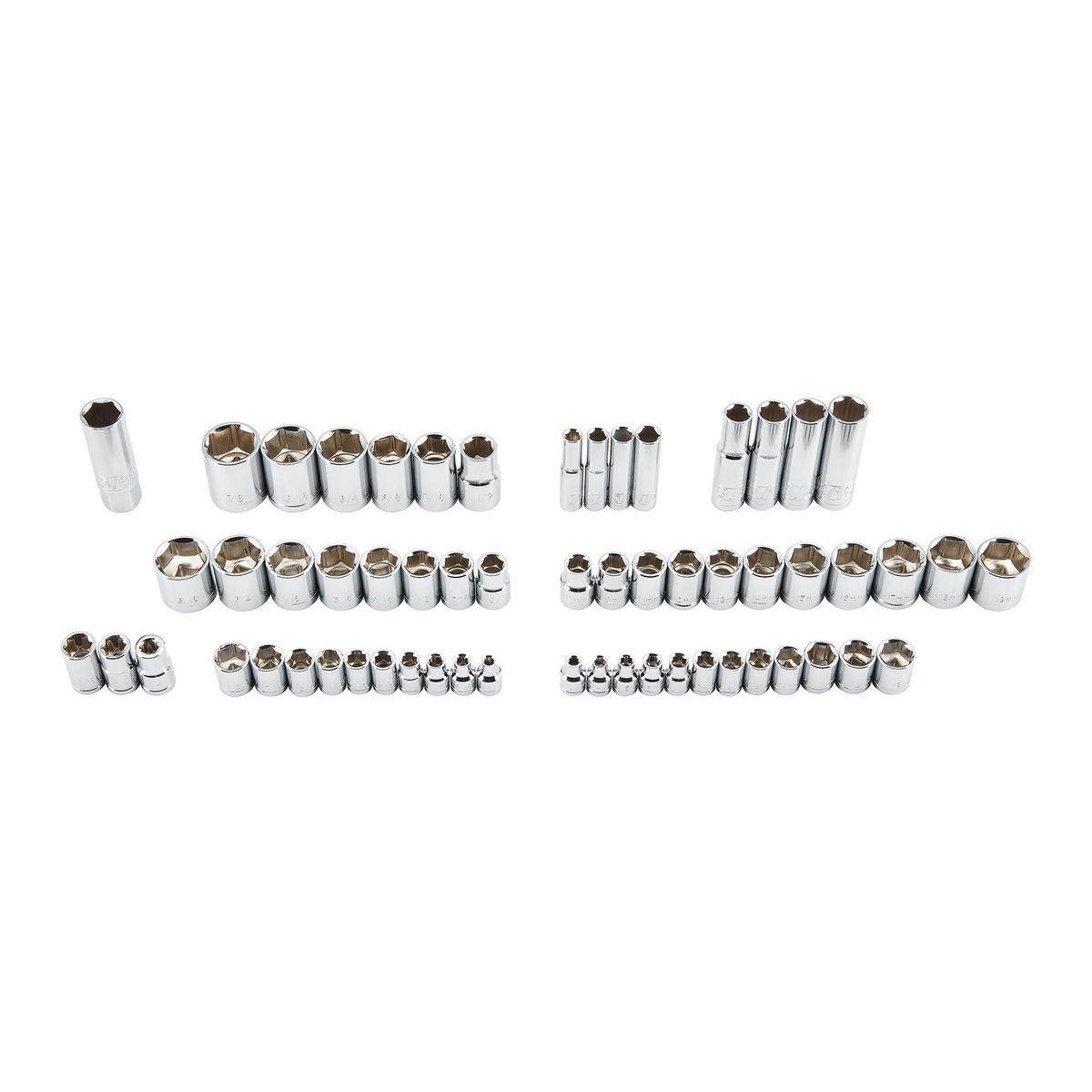 1/4 in., 3/8 in., and 1/2 in. Drive SAE and Metric Socket Set, 64-Piece V605079