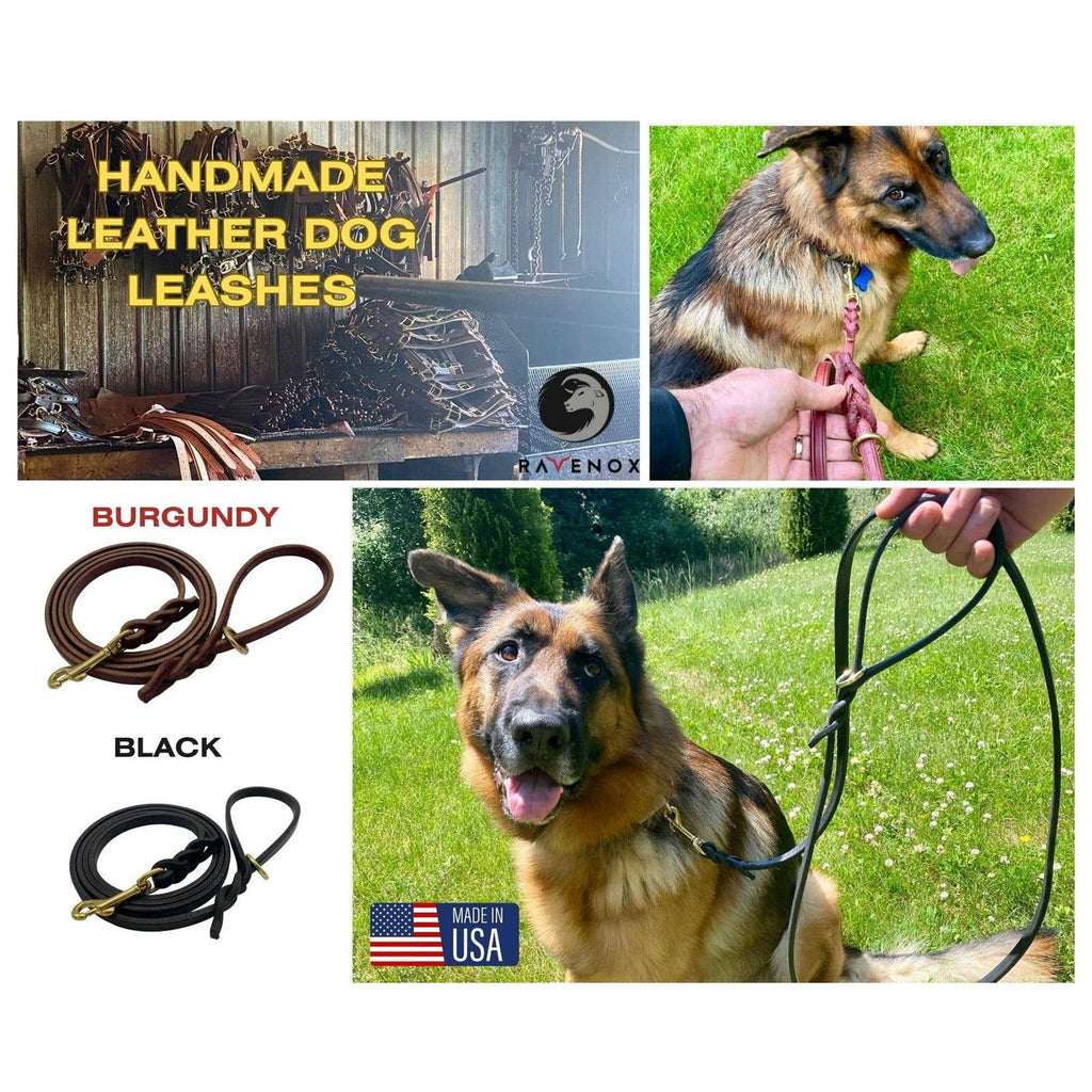 6 FT Braided Leather Dog Leash I89994