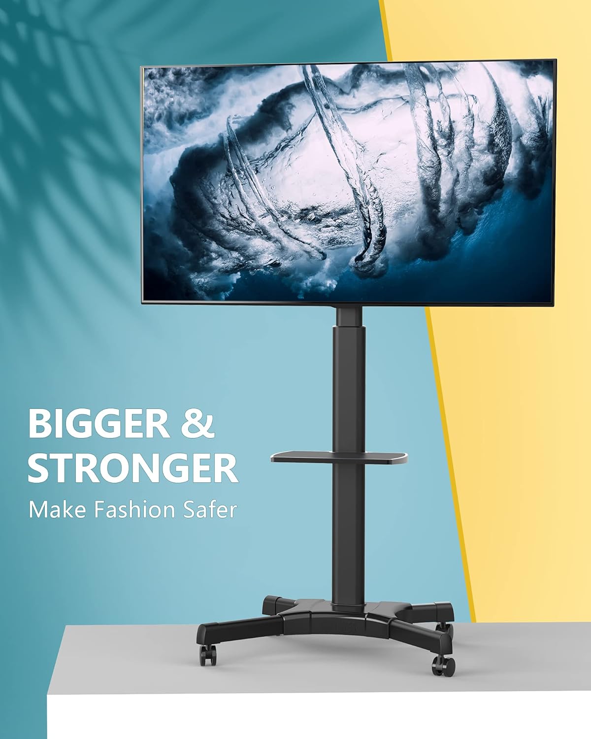 Black Mobile TV Stand for 32 to 70 Inch TVs with Adjustable Shelf S660784