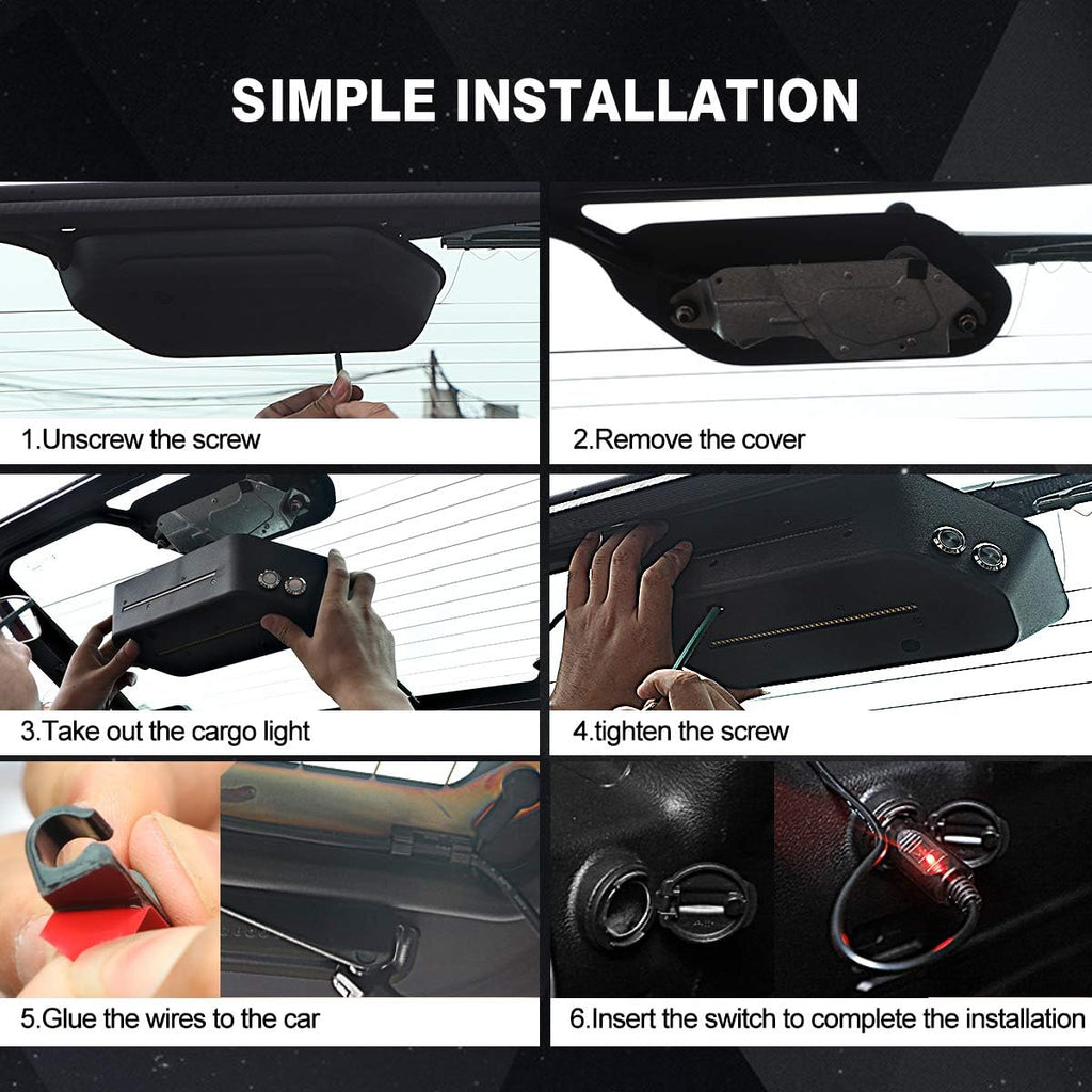 LED Trunk Light Rear Glass Lift Gate Dome Light with White Light and Flash Amber Warning Light R981