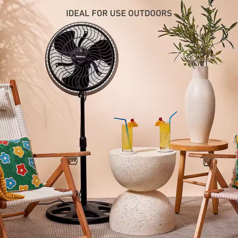 16 in. Oscillating Misting Stand Fan Black 3 Speed with Adjustable Height Y819176