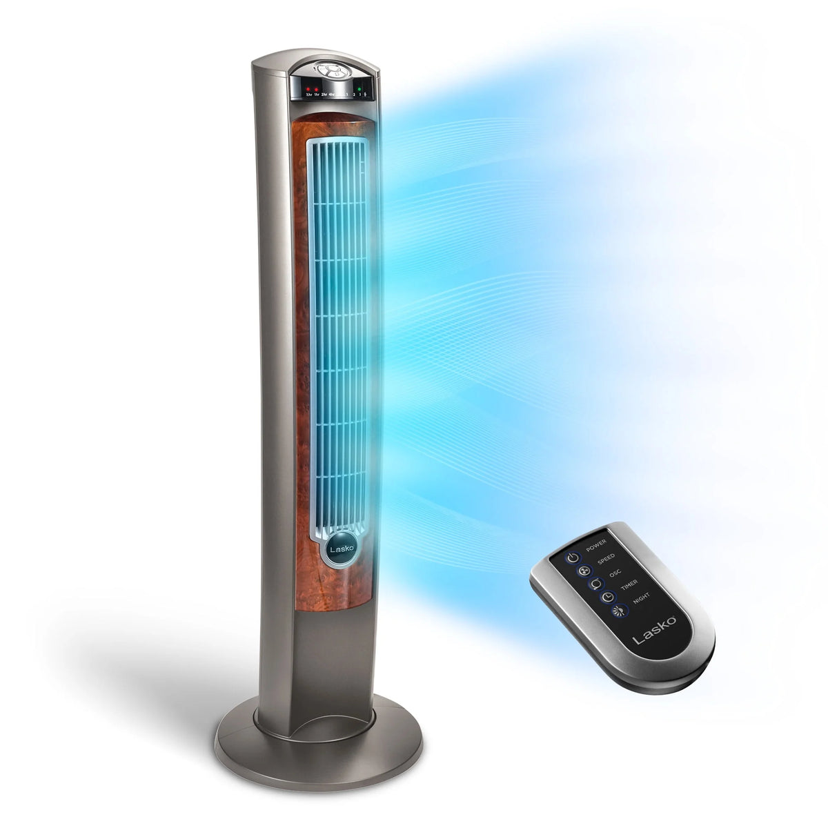 42 Tower Fan with Remote, Gray/Brown Y249409