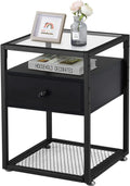 Brown Nightstand with Drawer and Shelf K340748