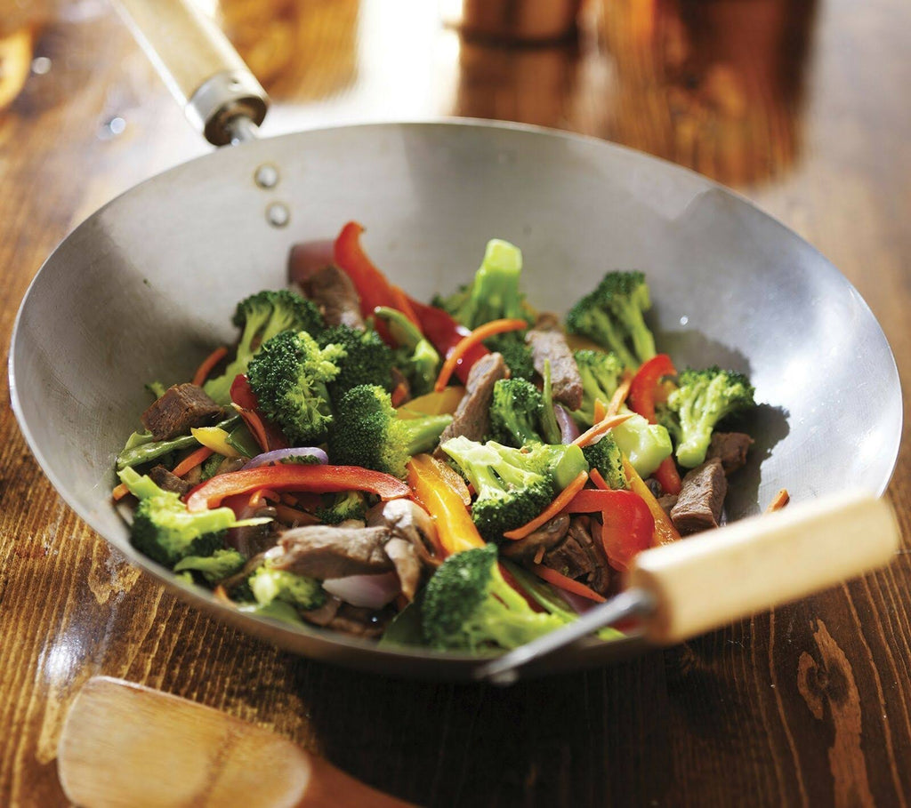 14-inch Carbon Steel Lidded Wok Stir Fry Pan Set G4852
