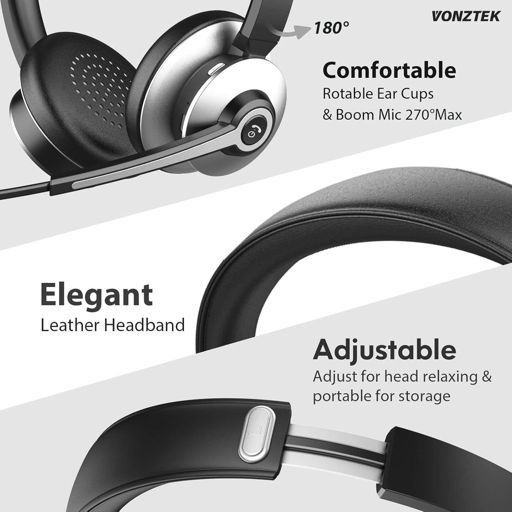 Bluetooth Headset with Microphone, Wireless On Ear Headphones V4103