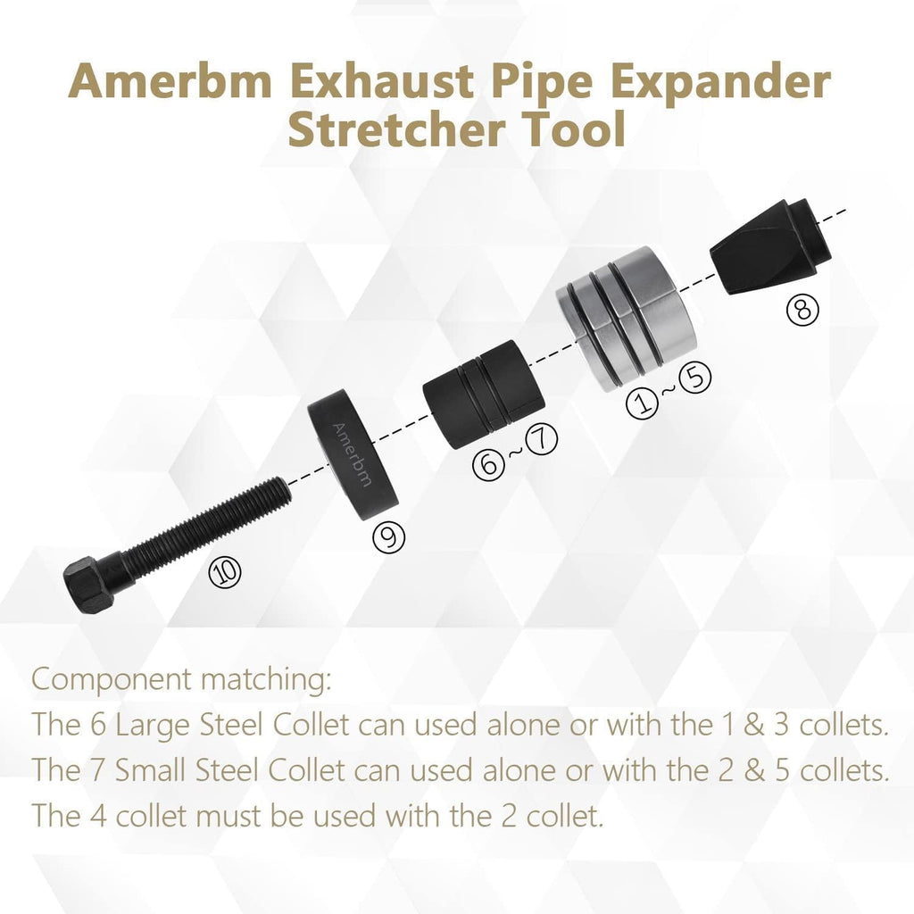 Exhaust Pipe Expander Tool Set 1-5/8 to 4-1/4 Inches with Rubber Rings Z698401