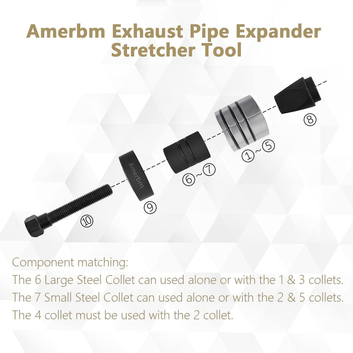 Exhaust Pipe Expander Tool Set 1-5/8 to 4-1/4 Inches with Rubber Rings Z698401