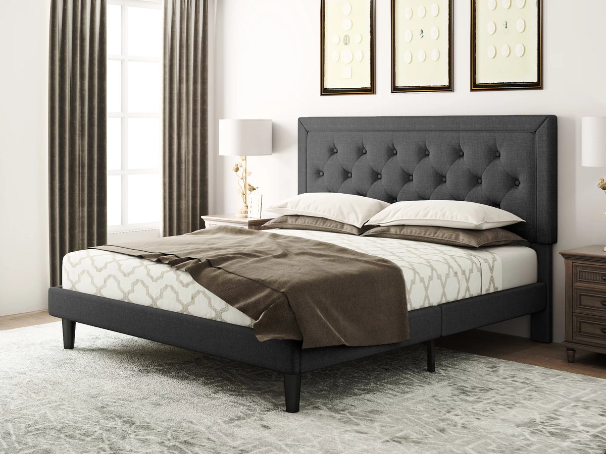 Queen Size Upholstered Platform Bed Frame U6542