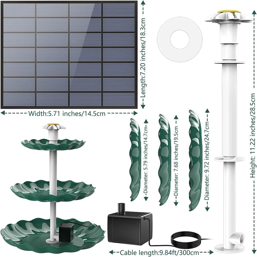 3 Tiered Bird Bath with 3.5W Solar Pump L7046