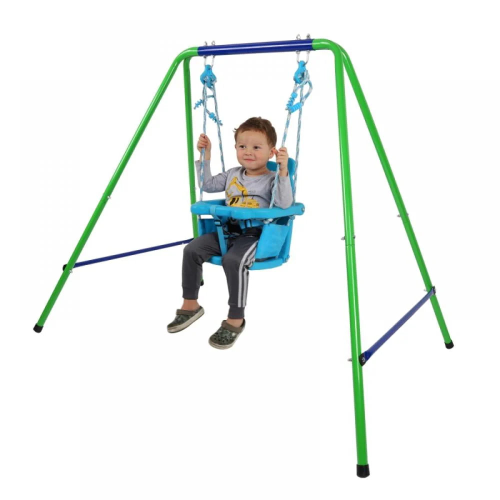 Folding Metal Swing Play Set with Safety Harness I574923