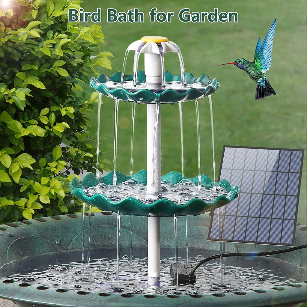 3 Tiered Bird Bath with 3.5W Solar Pump L7046