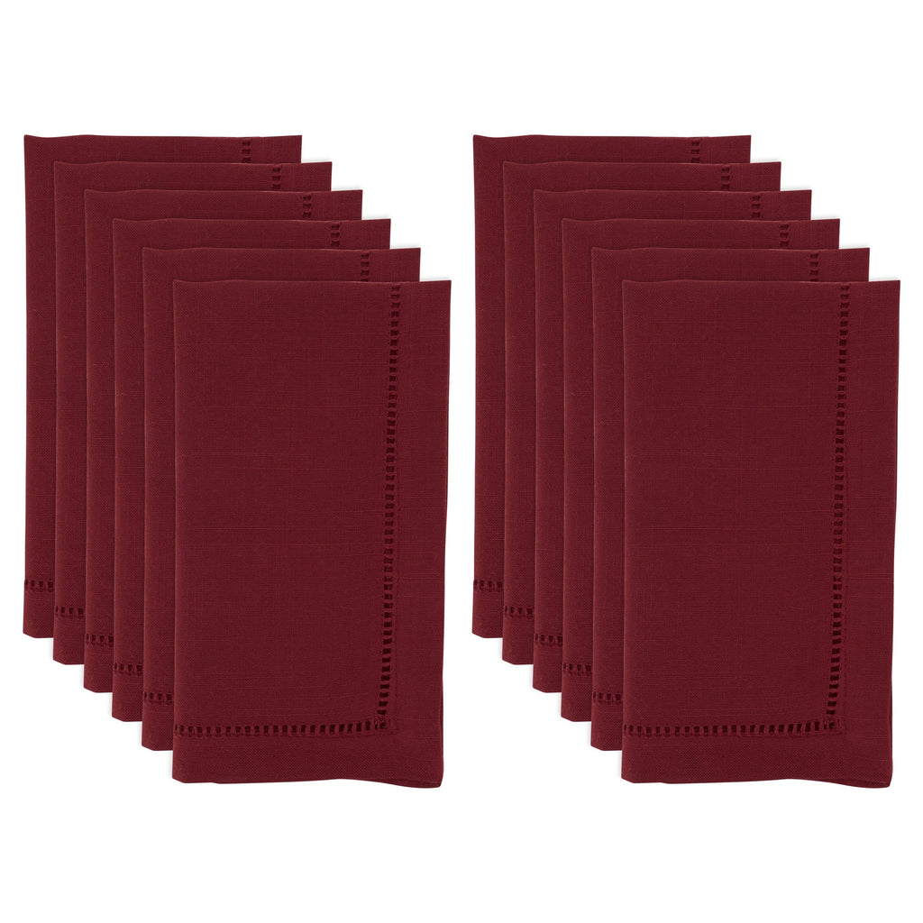 Burgundy Hemstitch Border Dinner Napkin Set of 12 R836