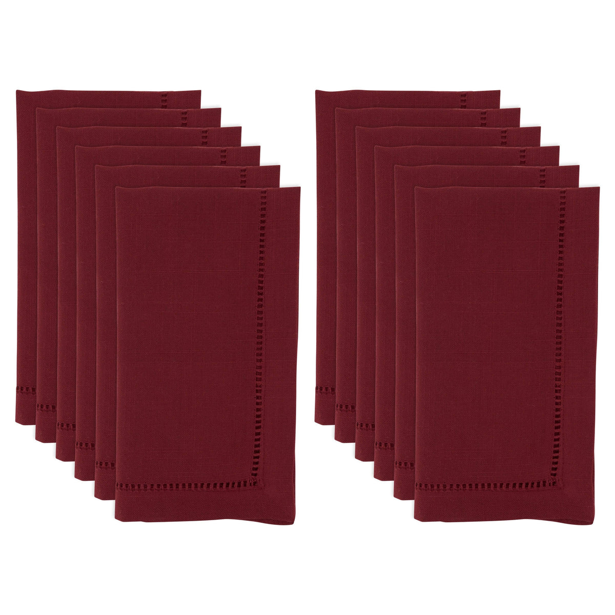Burgundy Hemstitch Border Dinner Napkin Set of 12 R836