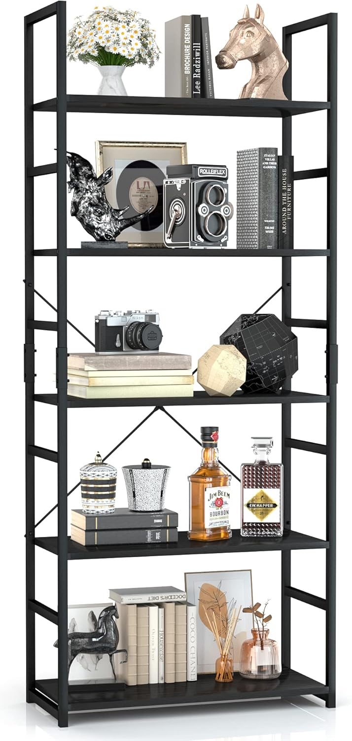 5 Tier Black Bookshelf R383