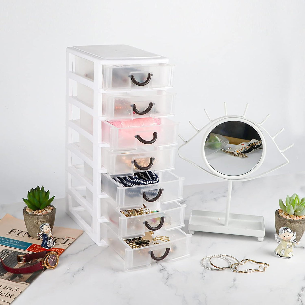 7 Clear Desktop Drawer Storage Container K59584