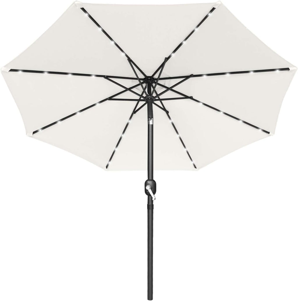 7.5ft Khaki Patio Umbrella with 32 Solar LED Lights V77839