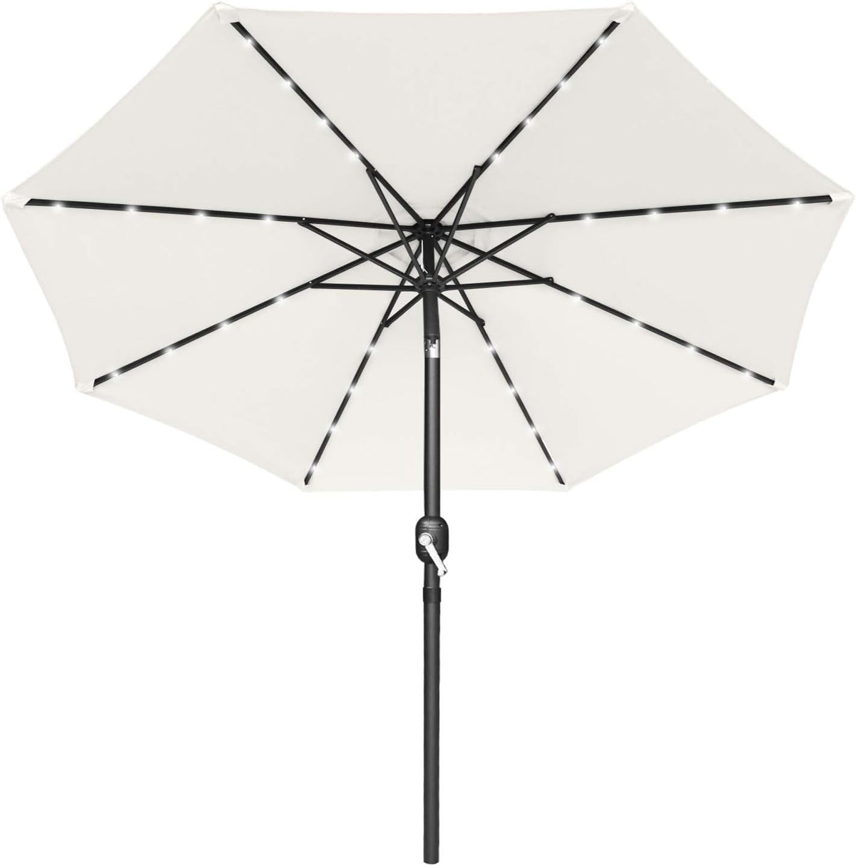 7.5ft Khaki Patio Umbrella with 32 Solar LED Lights V77839