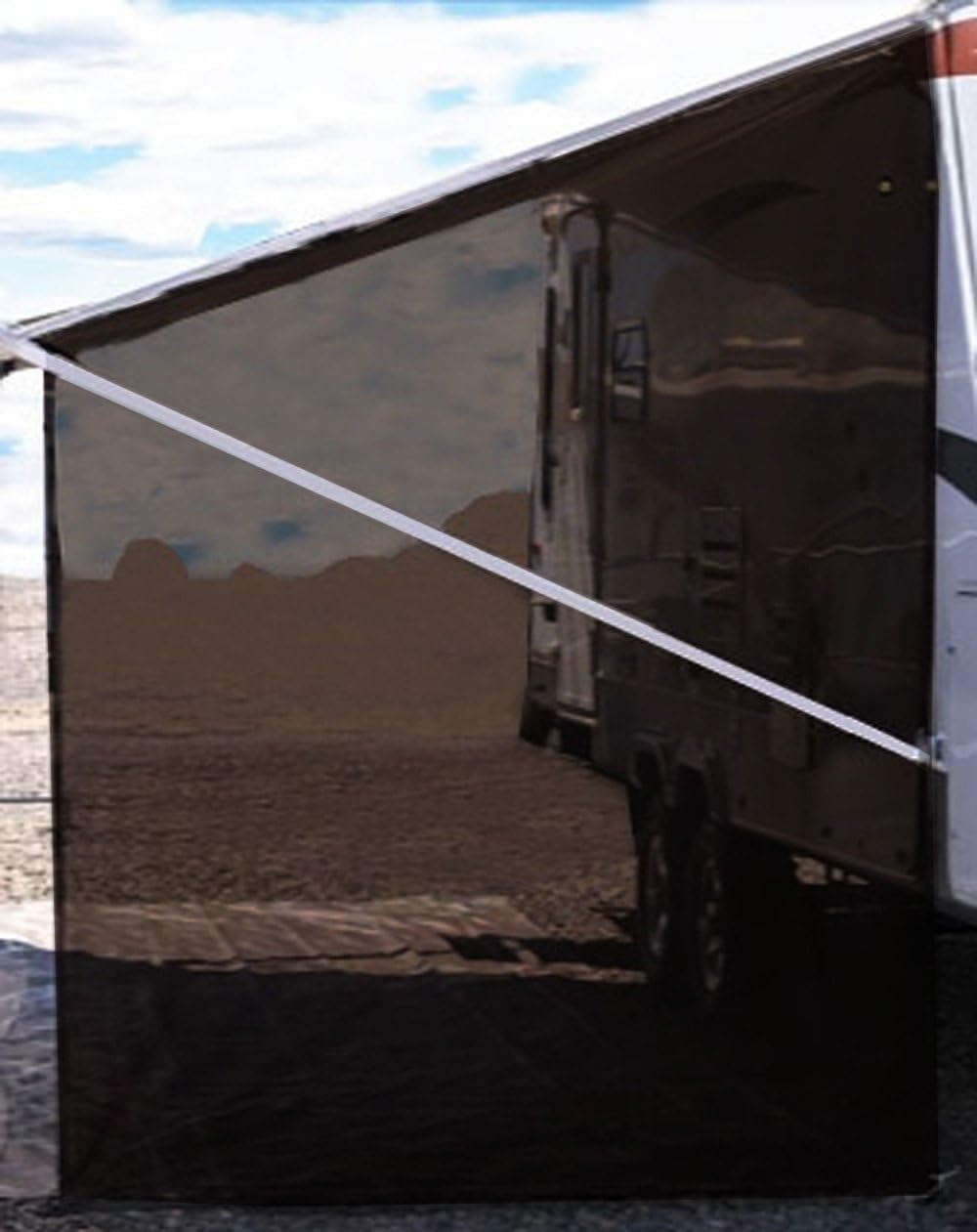 Black 9'X7' Mesh RV Awning Sunshade F930