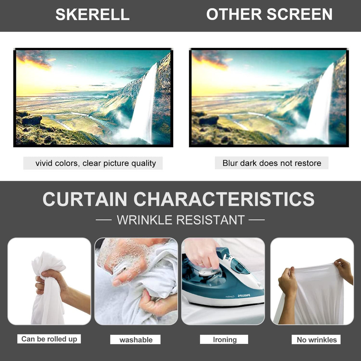 80 inch Portable Projector Screen with Stand and Carry Bag D717