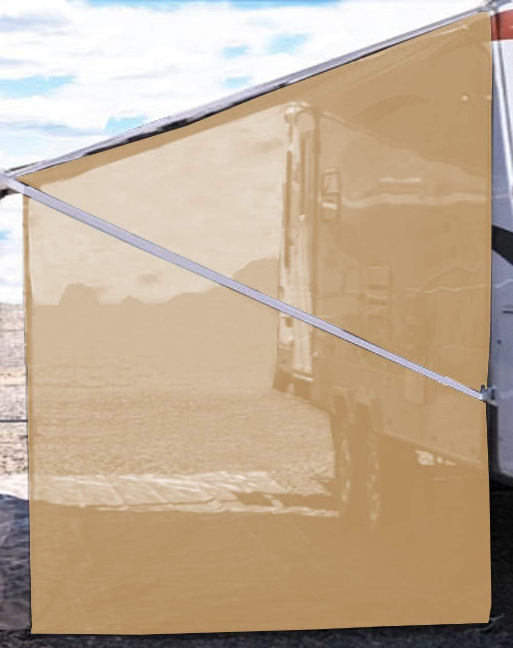 Black 9'X7' Mesh RV Awning Sunshade F930