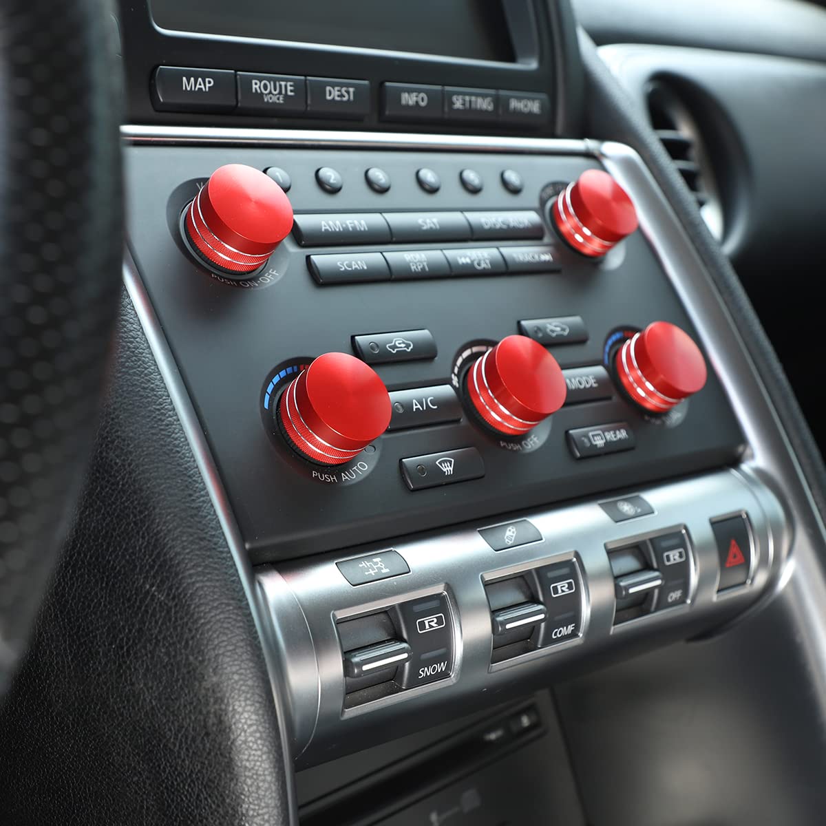 Red Aluminum Alloy Air Conditioner Volume Knob Cover Trim Pack of 2 H83924