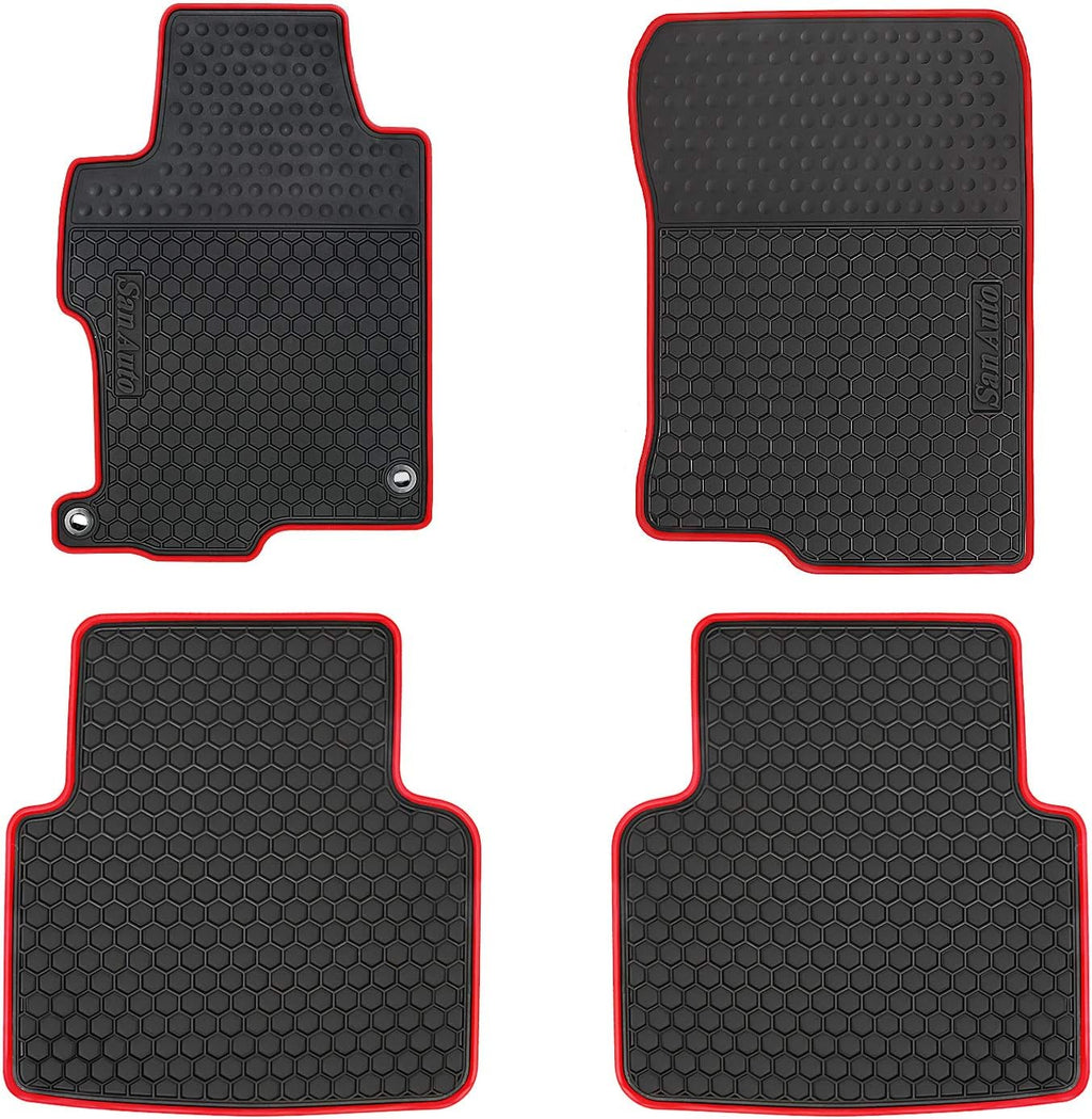 Car Rubber Floor Mat Custom Fit Black Red All Weather G6326