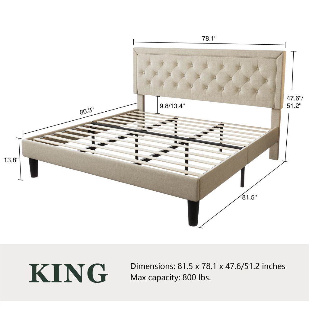 Queen Size Upholstered Platform Bed Frame U6542