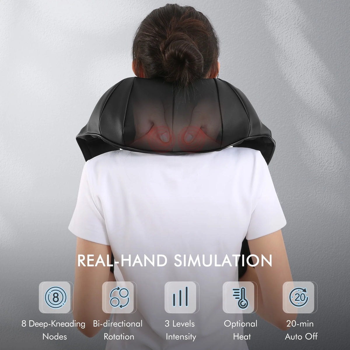 Black 3D Deep Tissue Kneading Shiatsu Neck and Shoulder Massager with Heat U63868