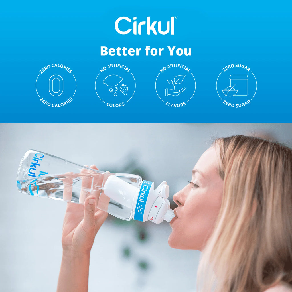 22oz Plastic Water Bottle Starter Kit with Blue Lid and 2 Flavor Cartridges C131535