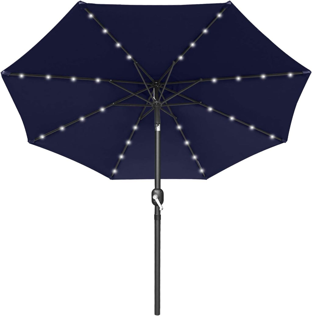 7.5ft Khaki Patio Umbrella with 32 Solar LED Lights V77839