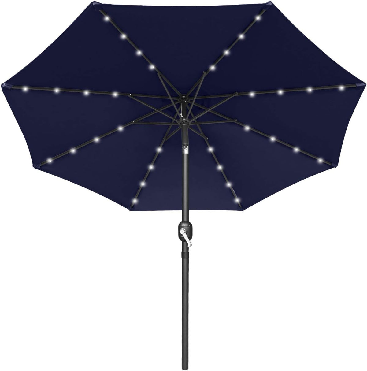 7.5ft Khaki Patio Umbrella with 32 Solar LED Lights V77839