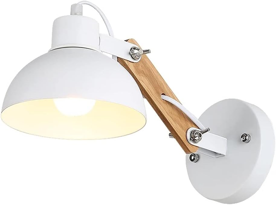 Solid Wood Metal Wall Lamp White F324884