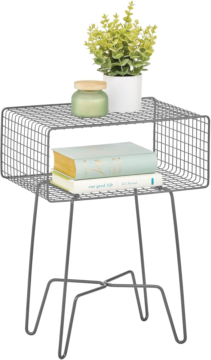 Chrome 2-Tier Metal Side Table with Storage Shelf A191482