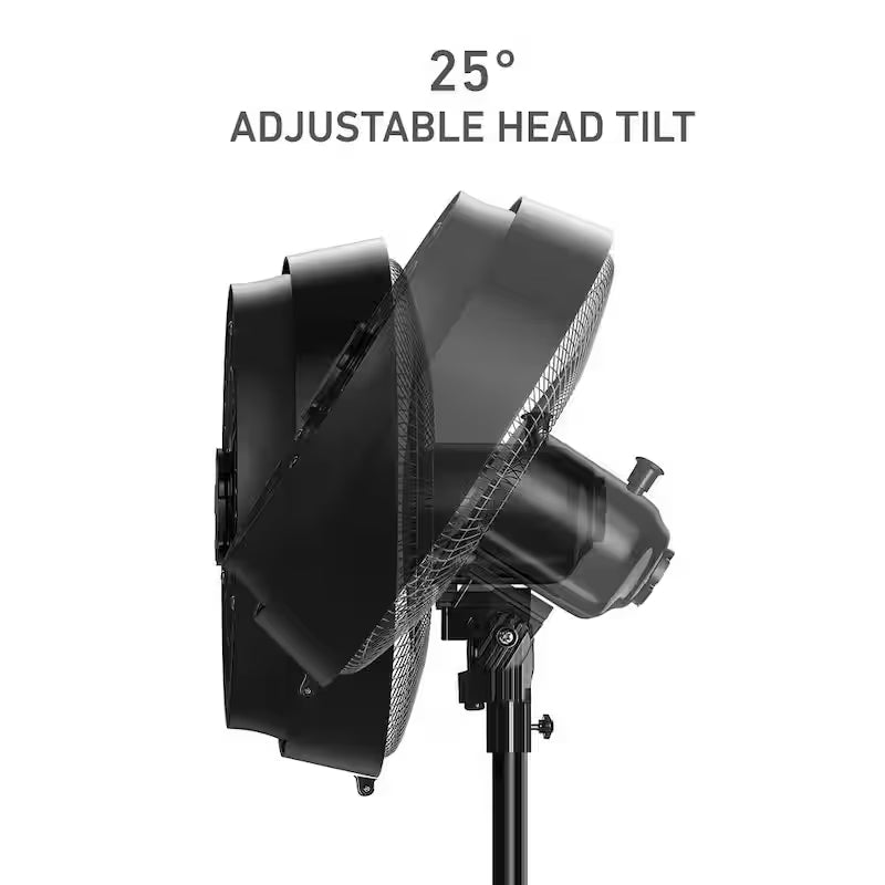 16 in. Oscillating Misting Stand Fan Black 3 Speed with Adjustable Height Y819176
