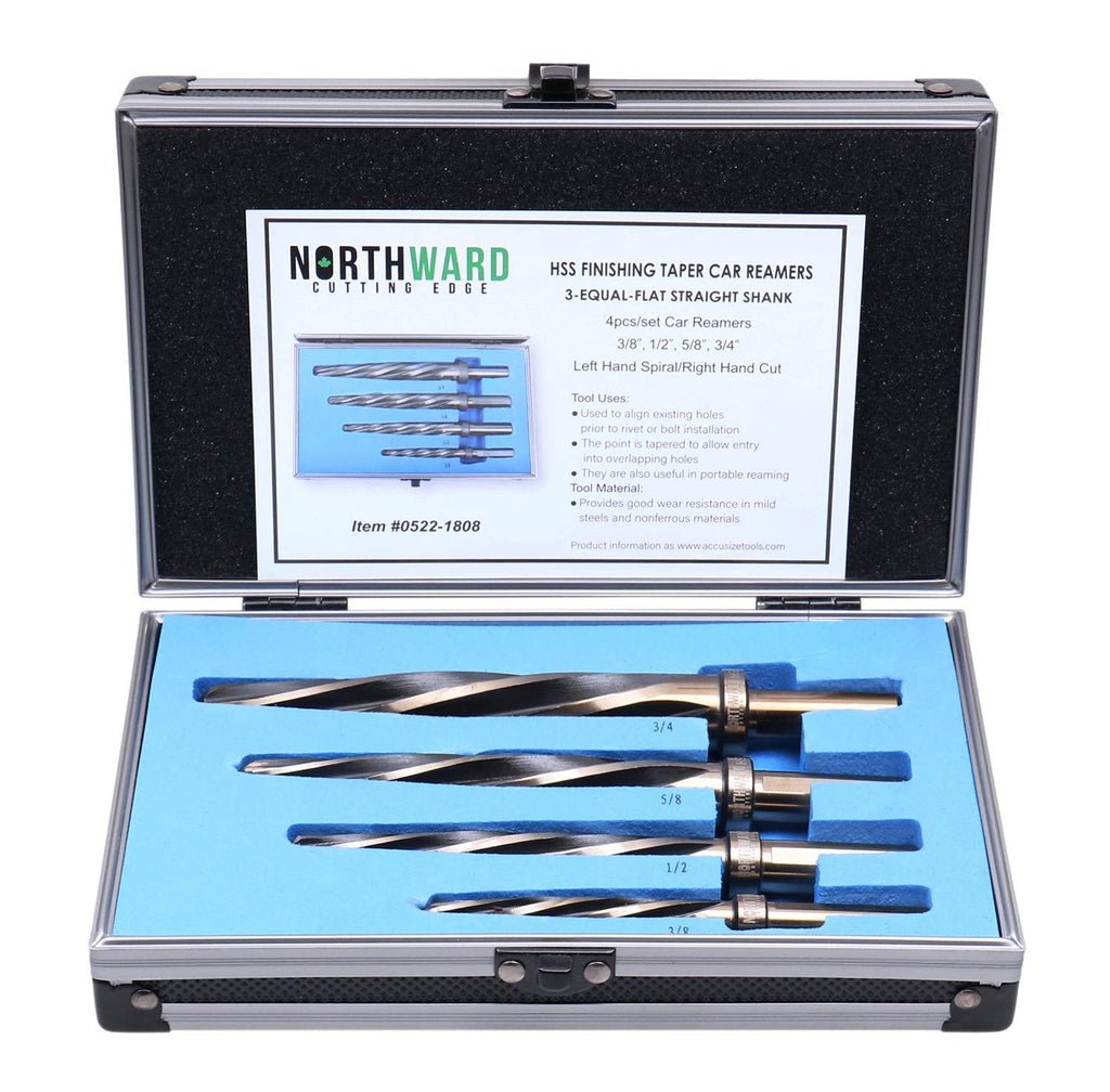 5 Pc H.S.S. Spiral Flute Car Reamer Set with Aluminum Case G5311