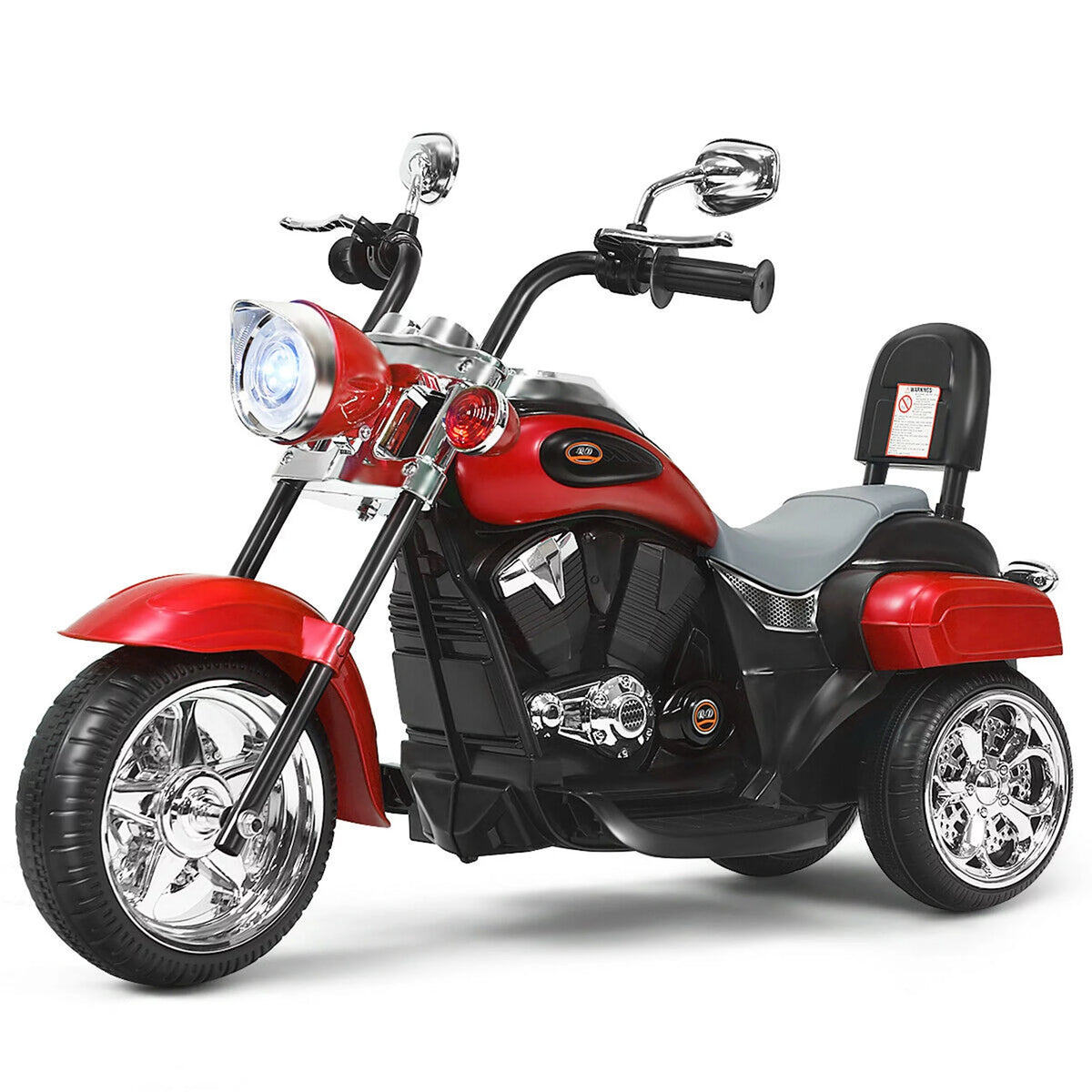 6V Kids Ride On Motorcycle 3 Wheel Trike with Headlight White P287953