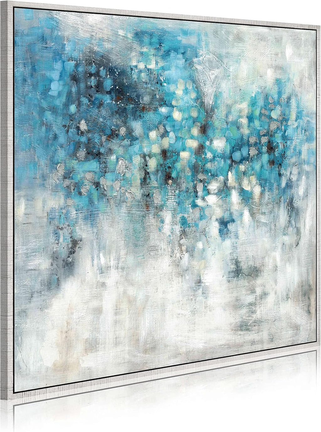Blue Modern Hand Painted Framed Painting A2577