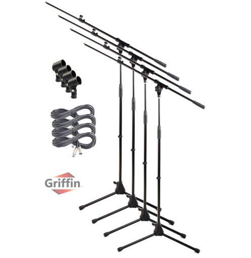 Telescoping Microphone Boom Stand with XLR Cable & Clip Pack of 4 S929642