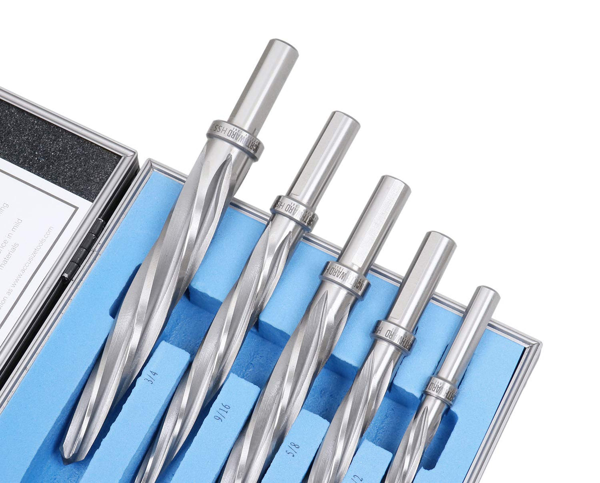 5 Pc H.S.S. Spiral Flute Car Reamer Set with Aluminum Case G5311