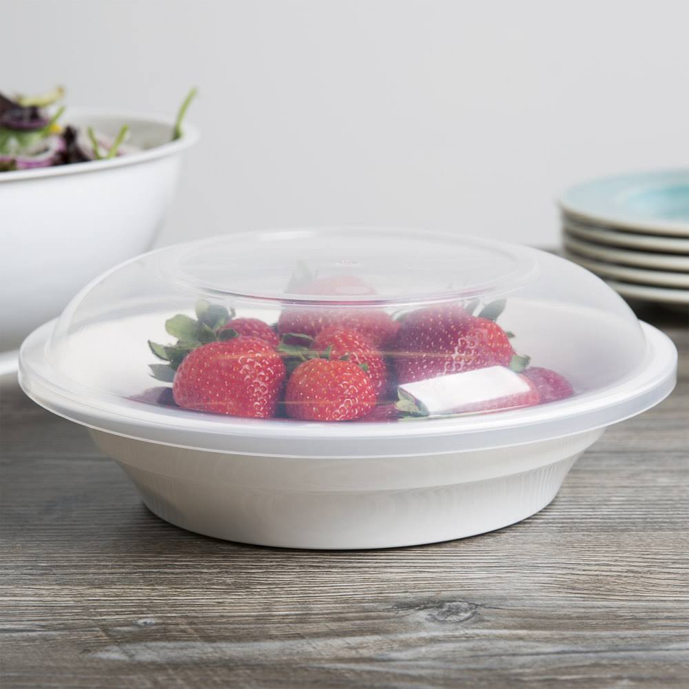 60 oz. White Low Profile Plastic Catering Bowl - 50/Case F571331