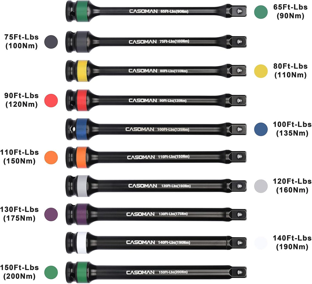 10 Piece 1/2 Drive 8 Inch Torque Extension Bar Set N5158