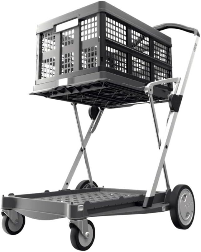 Collapsible Folding Trolley Cart with Storage Crate Red M820367