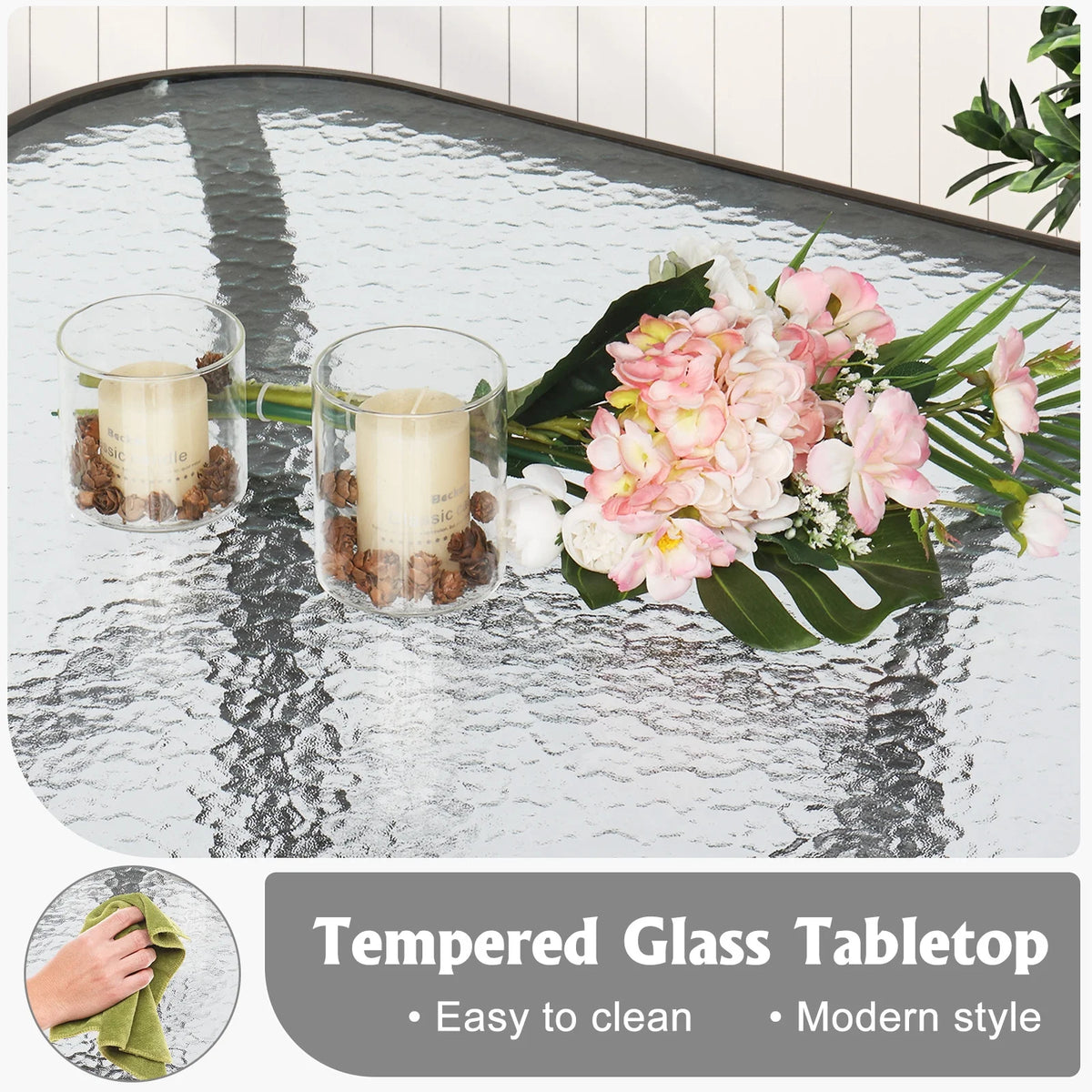31 Inch Square Outdoor Bar Height Bistro Table with Tempered Glass Tabletop T2705