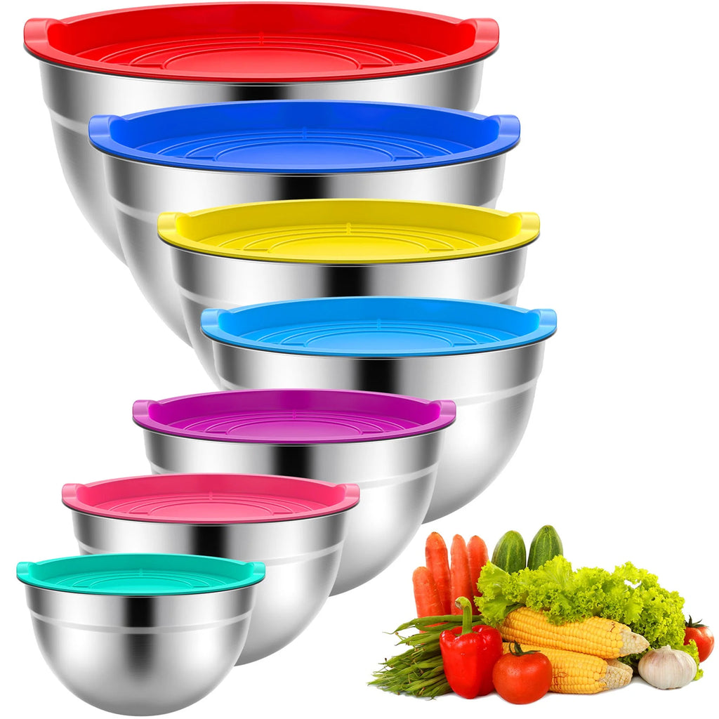 Stainless Steel Mixing Bowls Set with Lids 7 Pc C308234