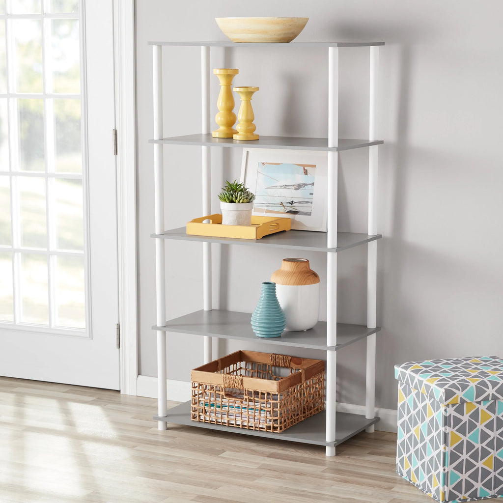 White 5-Shelf Storage Bookcase R1676