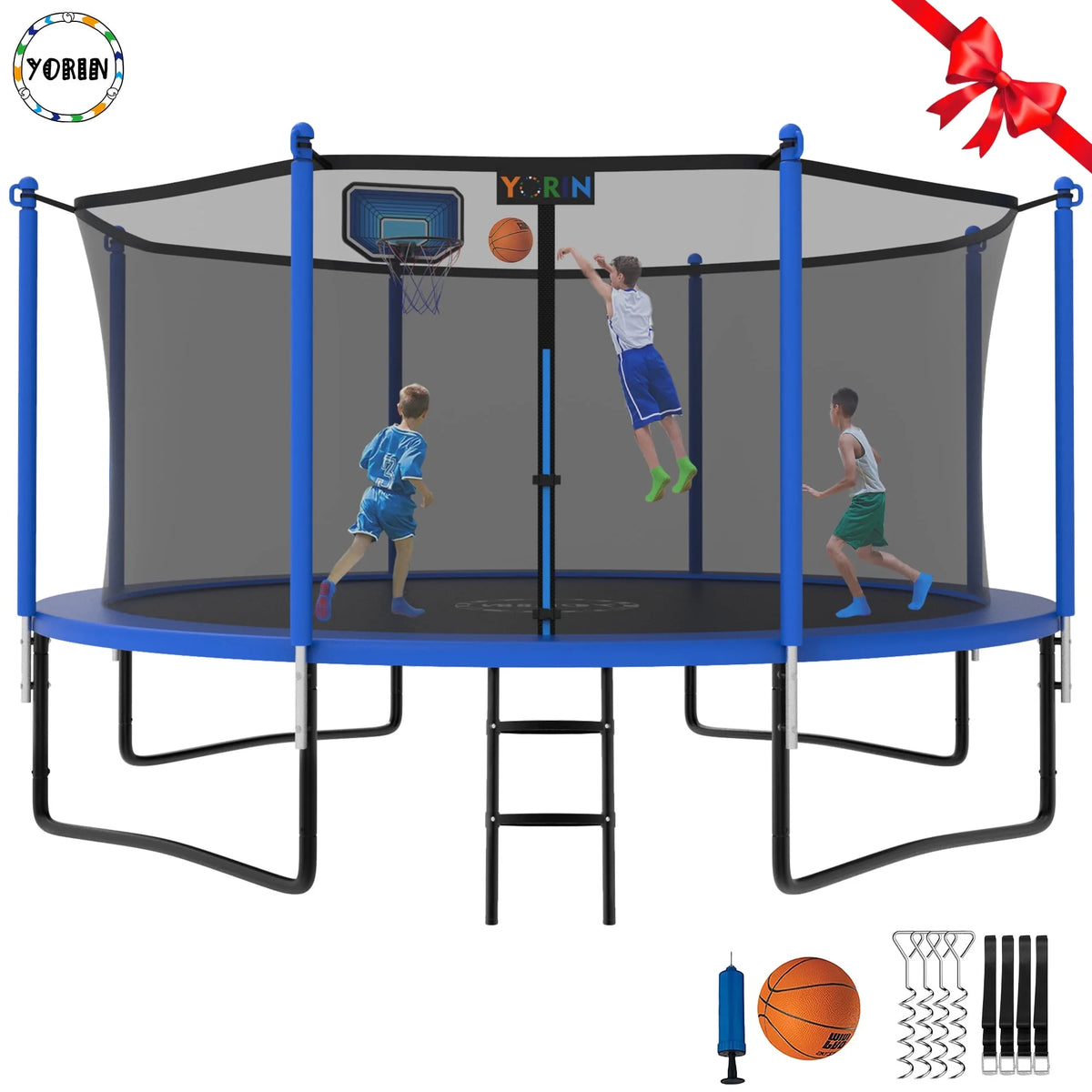 12FT Round Outdoor Trampoline with Enclosure Net Q66672