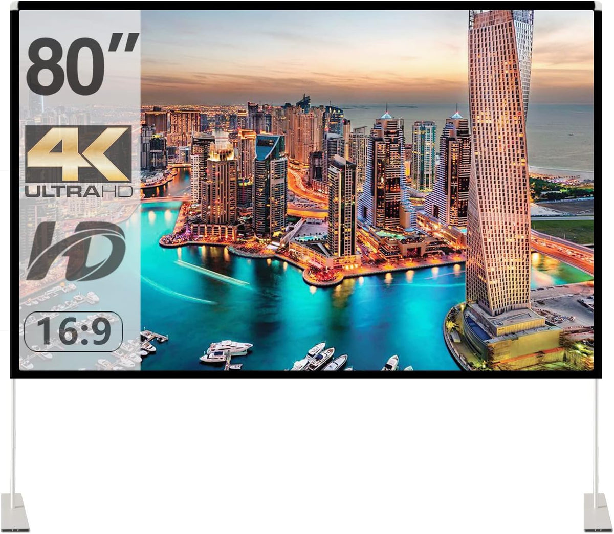 80 inch Portable Projector Screen with Stand and Carry Bag D717