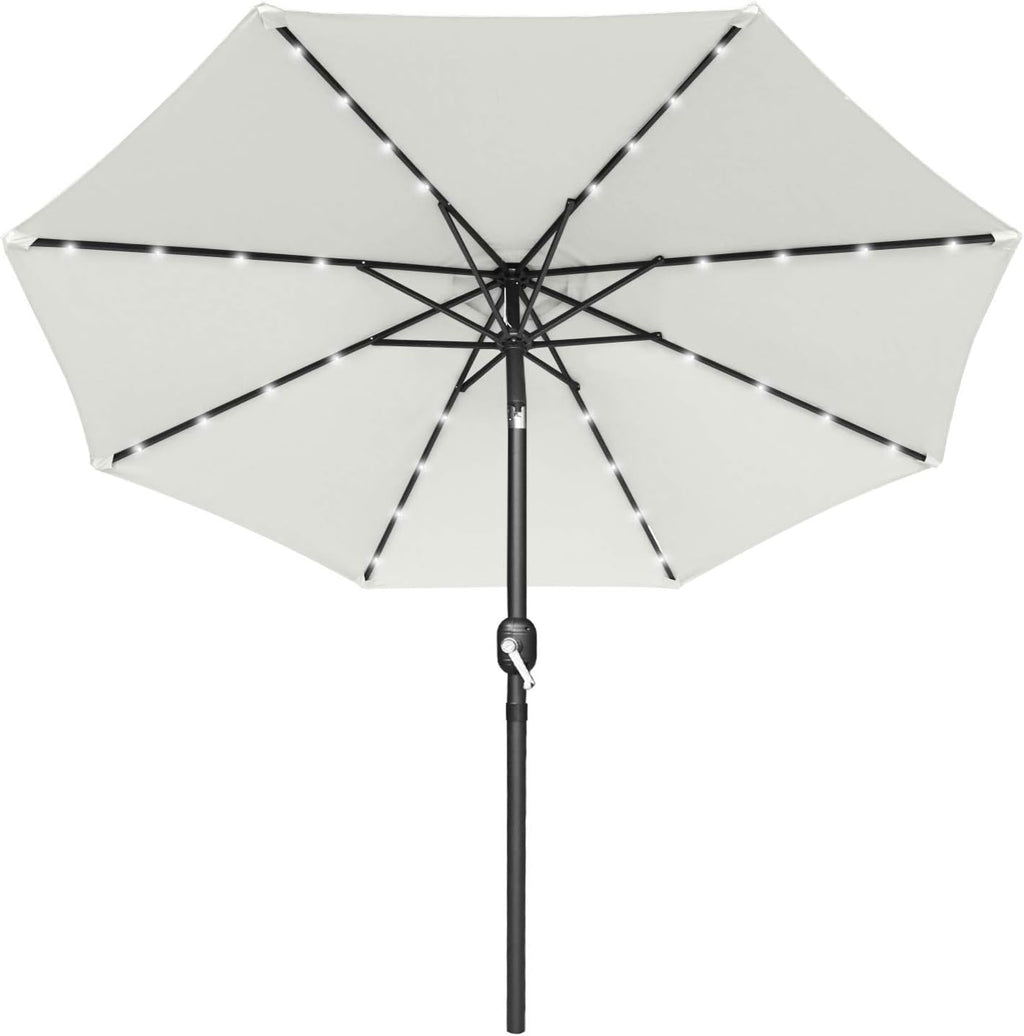 7.5ft Khaki Patio Umbrella with 32 Solar LED Lights V77839