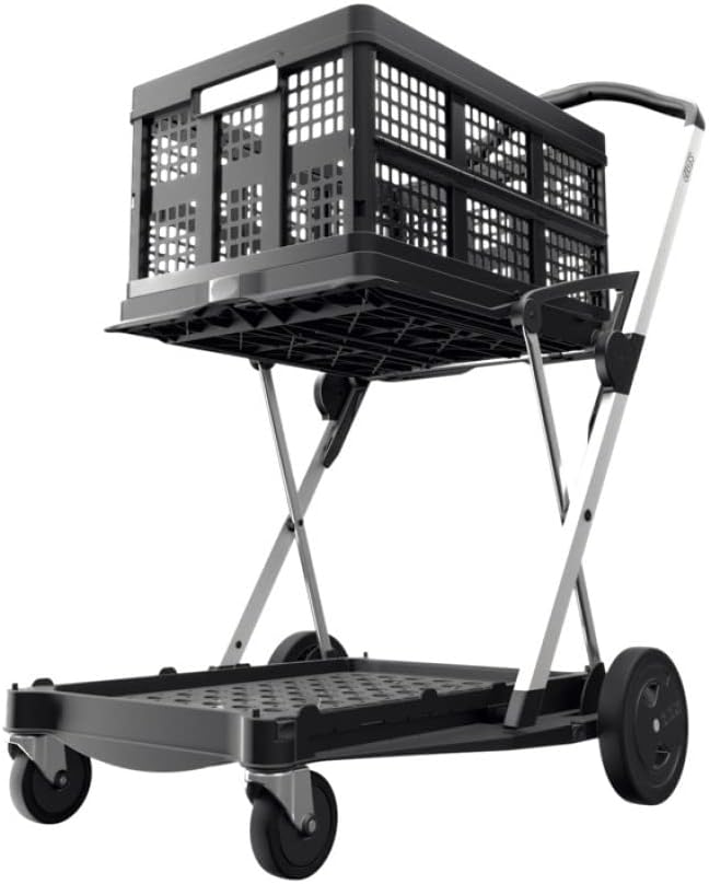 Collapsible Folding Trolley Cart with Storage Crate Red M820367